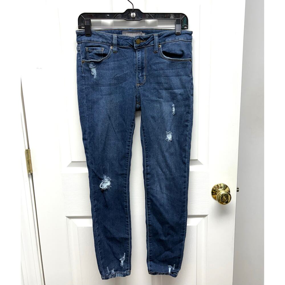 Just USA Jeans Skinny Dark Wash, Women’s Size 28, Distressed Pants Mid Rise
